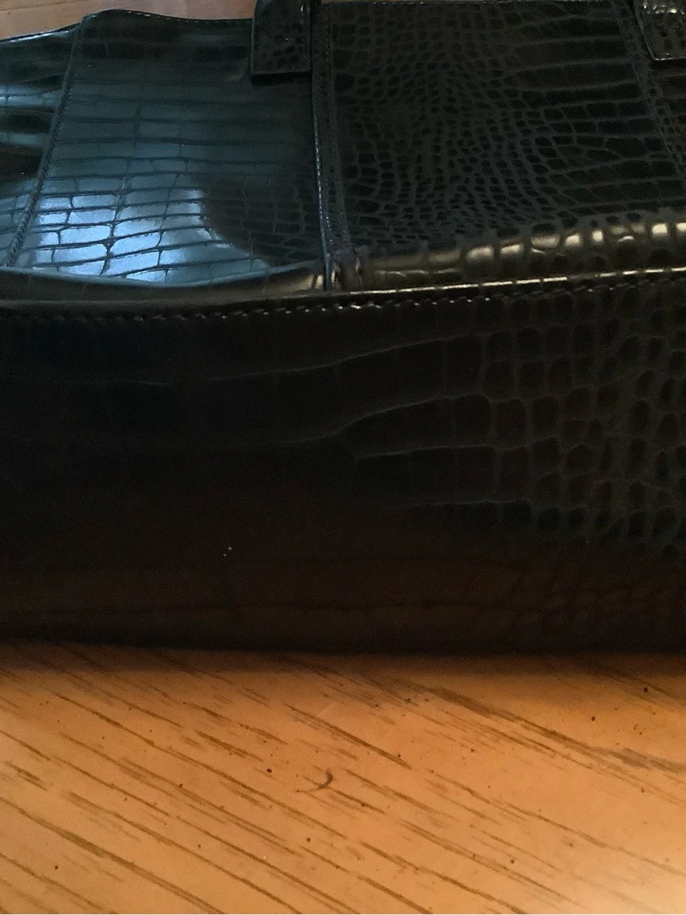 Neiman Marcus Black Croc-Embossed Leather Tote